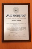 Meisterbrief Heinrich Hansen Zimmererhandwerk